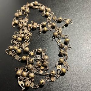 Vintage Extra Long 64” Mexican Wedding Lasso Necklace Alpaca Silver